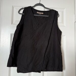 FLAX Linen Sleeveless Black Top Blouse Size Medium